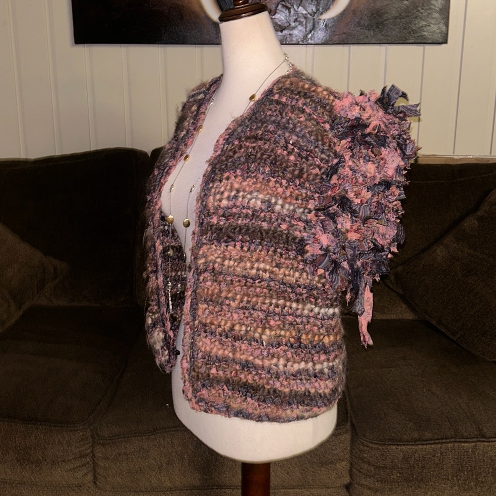 Estelle Gracer • Vintage • Fall• Brown/Beige/Purple/Orange • Ribbon Knit Vest